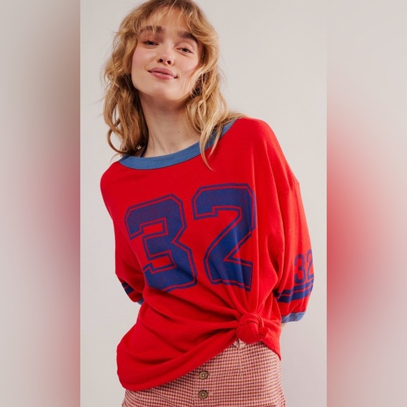 NWT Ragabond x Free People Lost & Found Ringer Tee XS Red Vintage - Picture 2 of 11